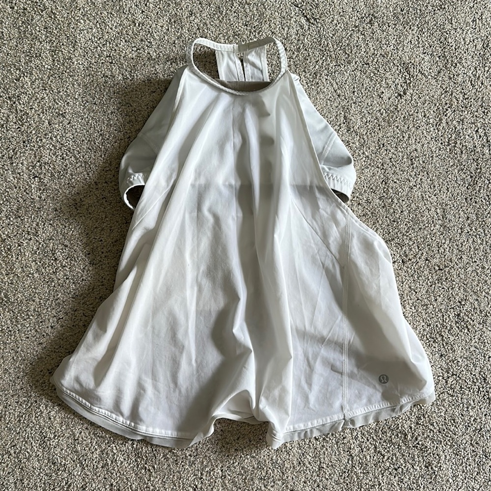 white lululemon high tank built in bra